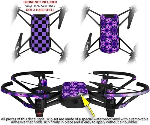 Miniatura 2 de Skin Decal Wrap 2 Pack Compatible with DJI Ryze Tello Checkers Purple Drone NOT Included