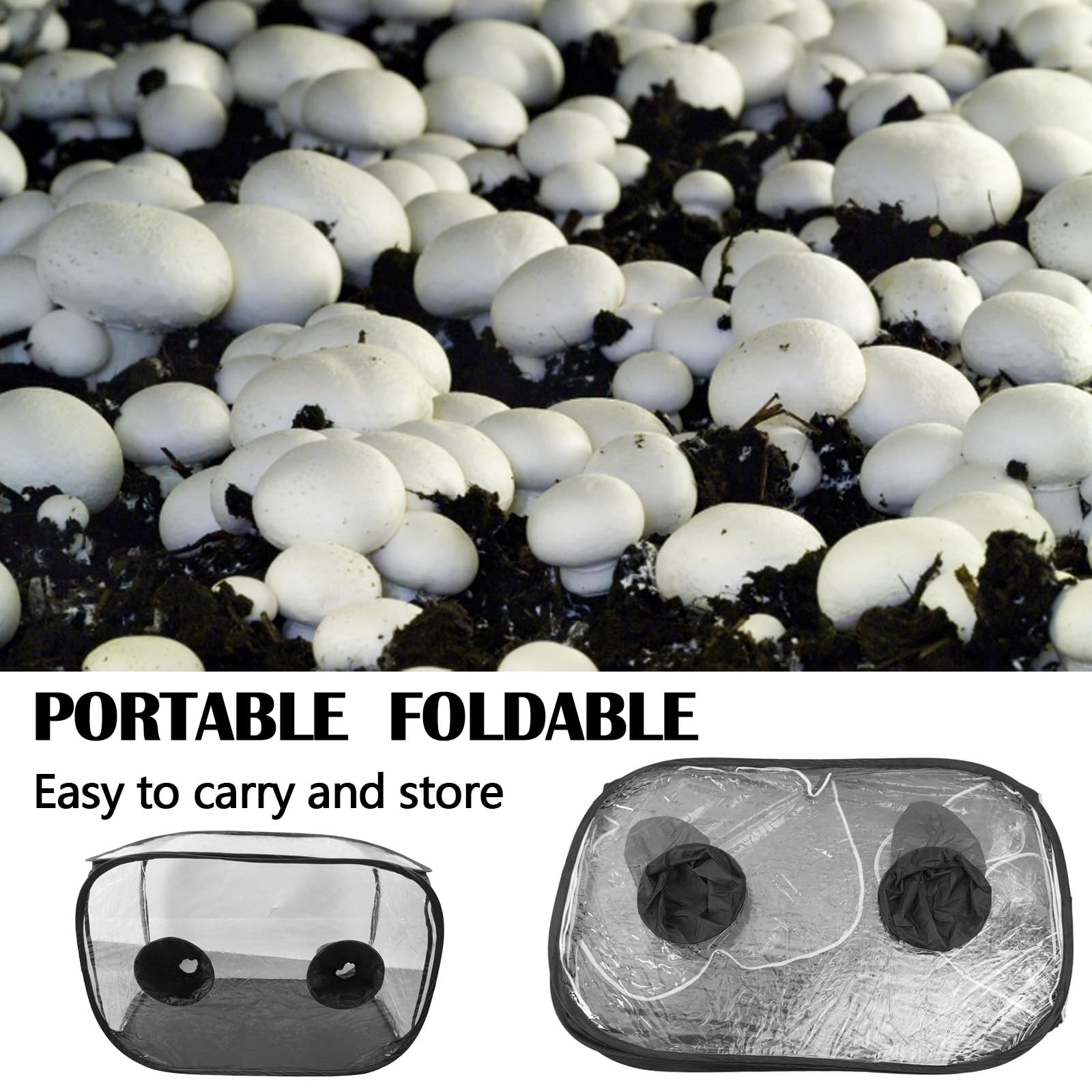 Tente de Culture 60x60x90 cm, Boîte et Serre de Culture Portable Étanche Tente de Plantation pour Champignons Ensemble de Culture de Champignons Sac de Culture