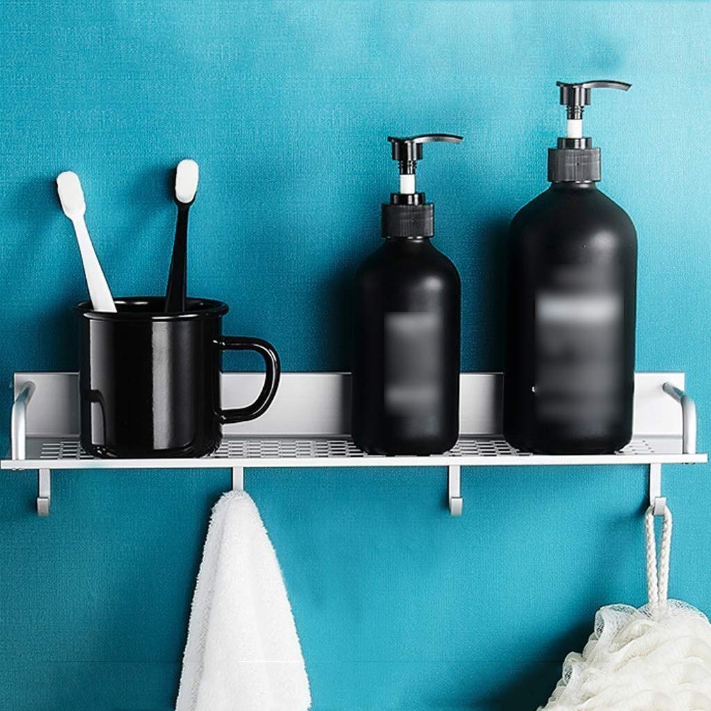 No Drilling Bathroom Shelves Adhesive Wall Mount Shower Shelf Caddy for Hanging Bathroom Accessories Rectangle Shower Organizer Storage
