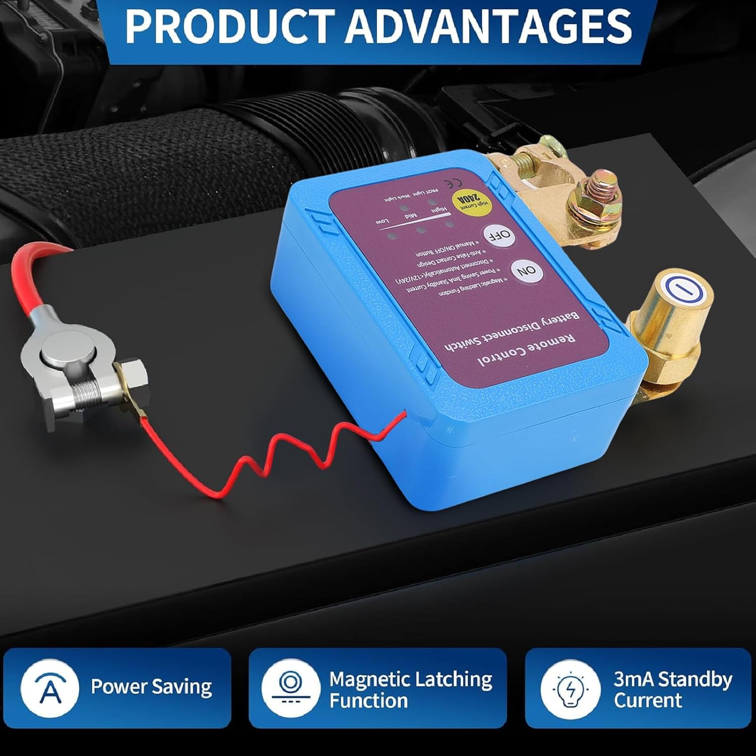 Generic Remote Battery Disconnect Switch 240A Smart Automatic Power Shut Off for Boat Car Truck RV Prevent Theft Battery Drain