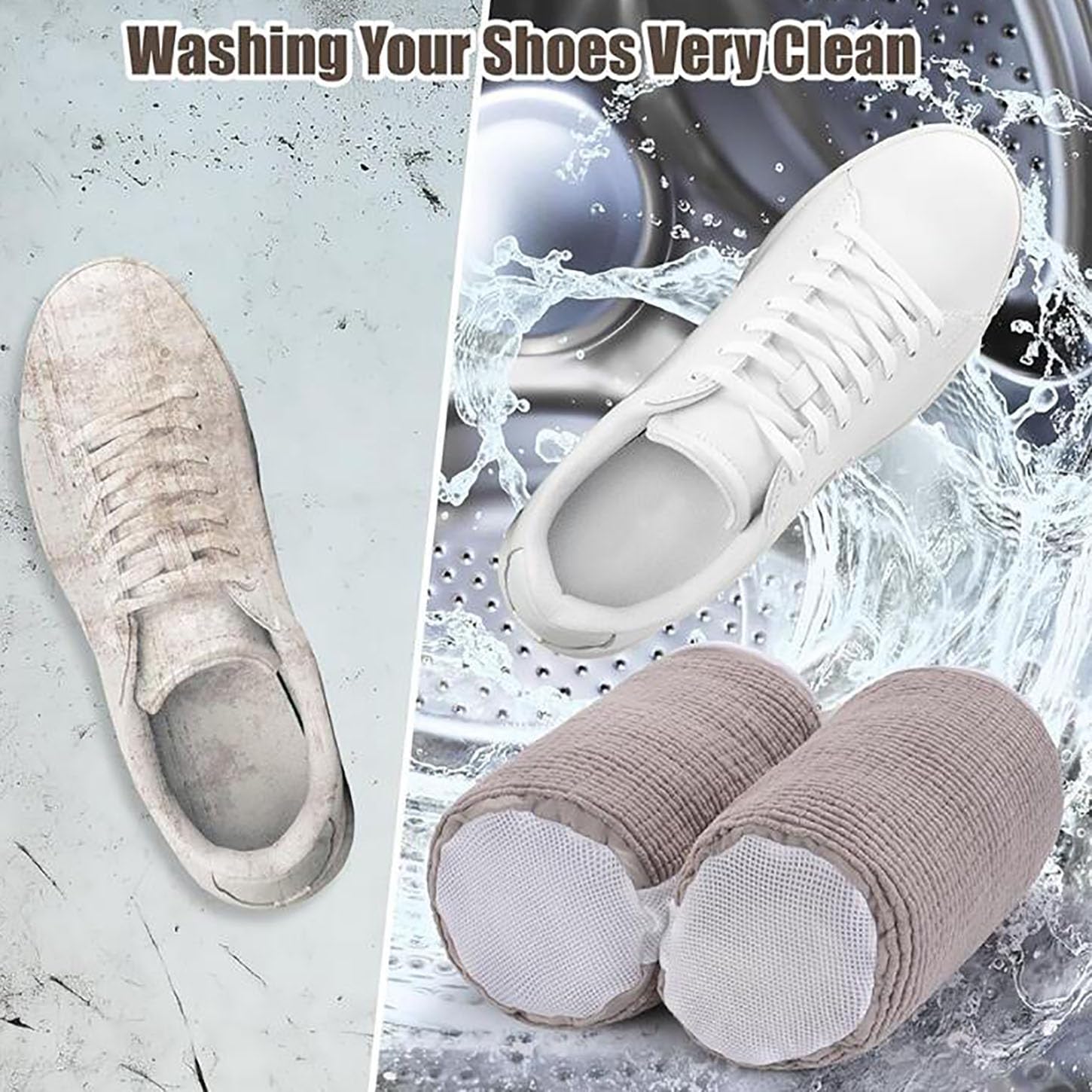 Schuhsack Waschmaschine,2Stk Schuhbeutel Reise,360°-Reinigung Waschbeutel Waschmaschine,10.000 Fasern,Schuhwaschbeutel Waschmaschine Für Alle Schuhtypen,Tragbar Wäschesack Schuhe