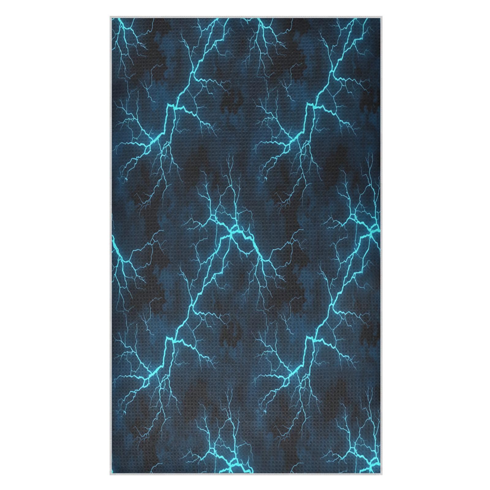 Lyeorm Electric Blue Lightning Waffle Weave Kitchen Towels 18x30 Inch Soft Absorbent Microfiber Dish Cloths