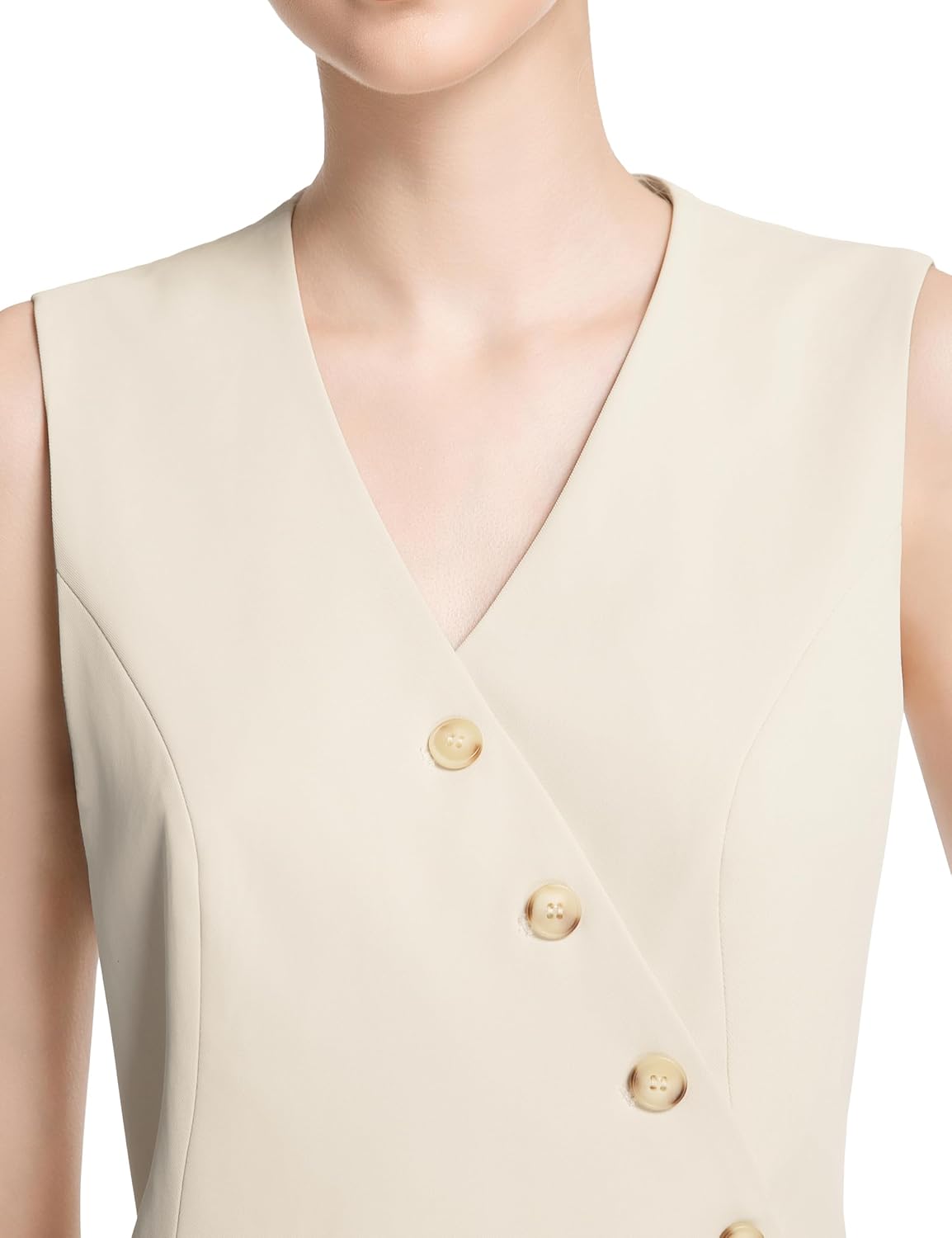 Vest for Women Sleeveless V Neck Suit Vest Waistcoat | Button Up, Front Closure Design, Adjustable Back Strap, Asymmetrical Hem, Work Vests Top, Office Casual Outfits