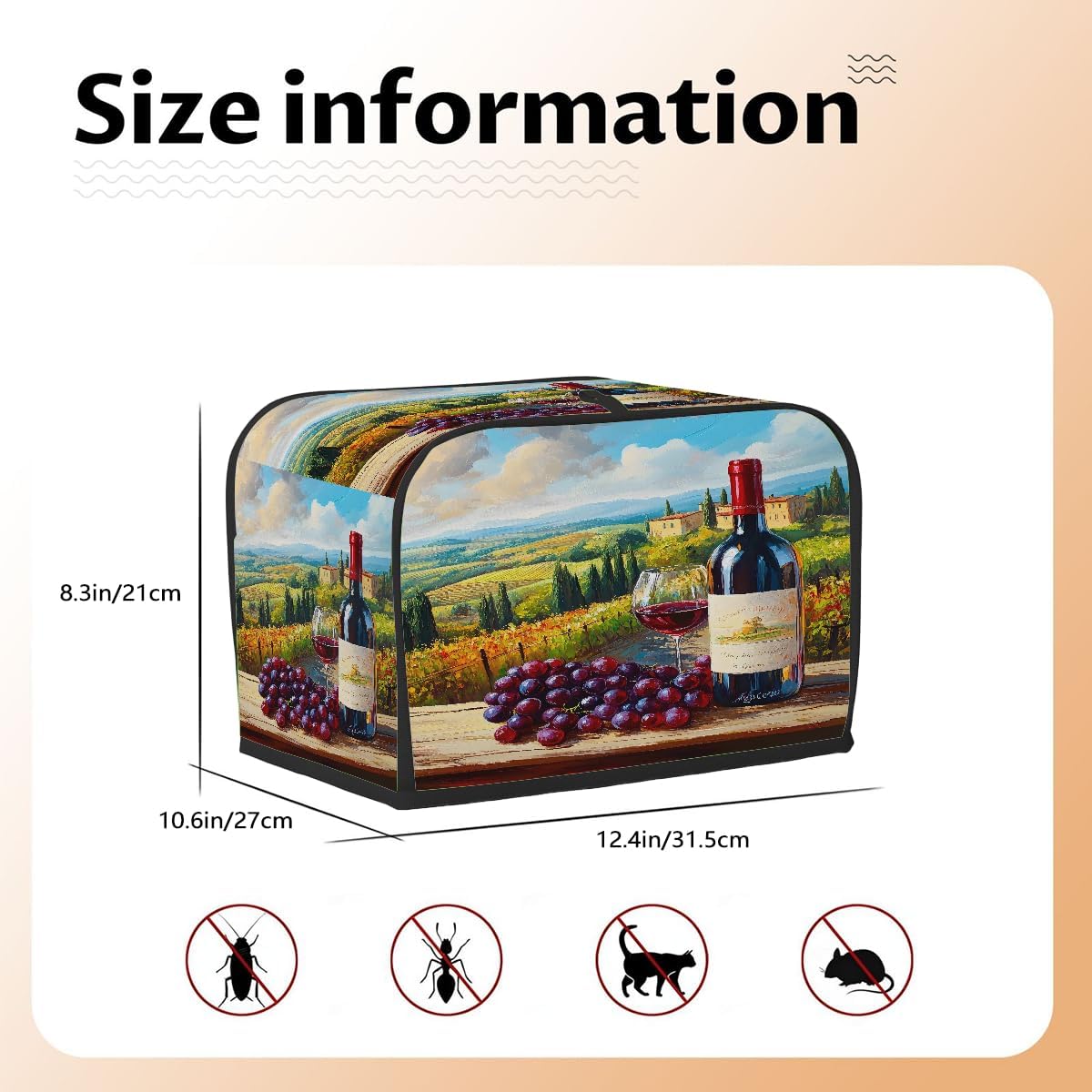 Wine Toaster Cover 4 Slice Wide Slot Toaster Dust Covers image 2