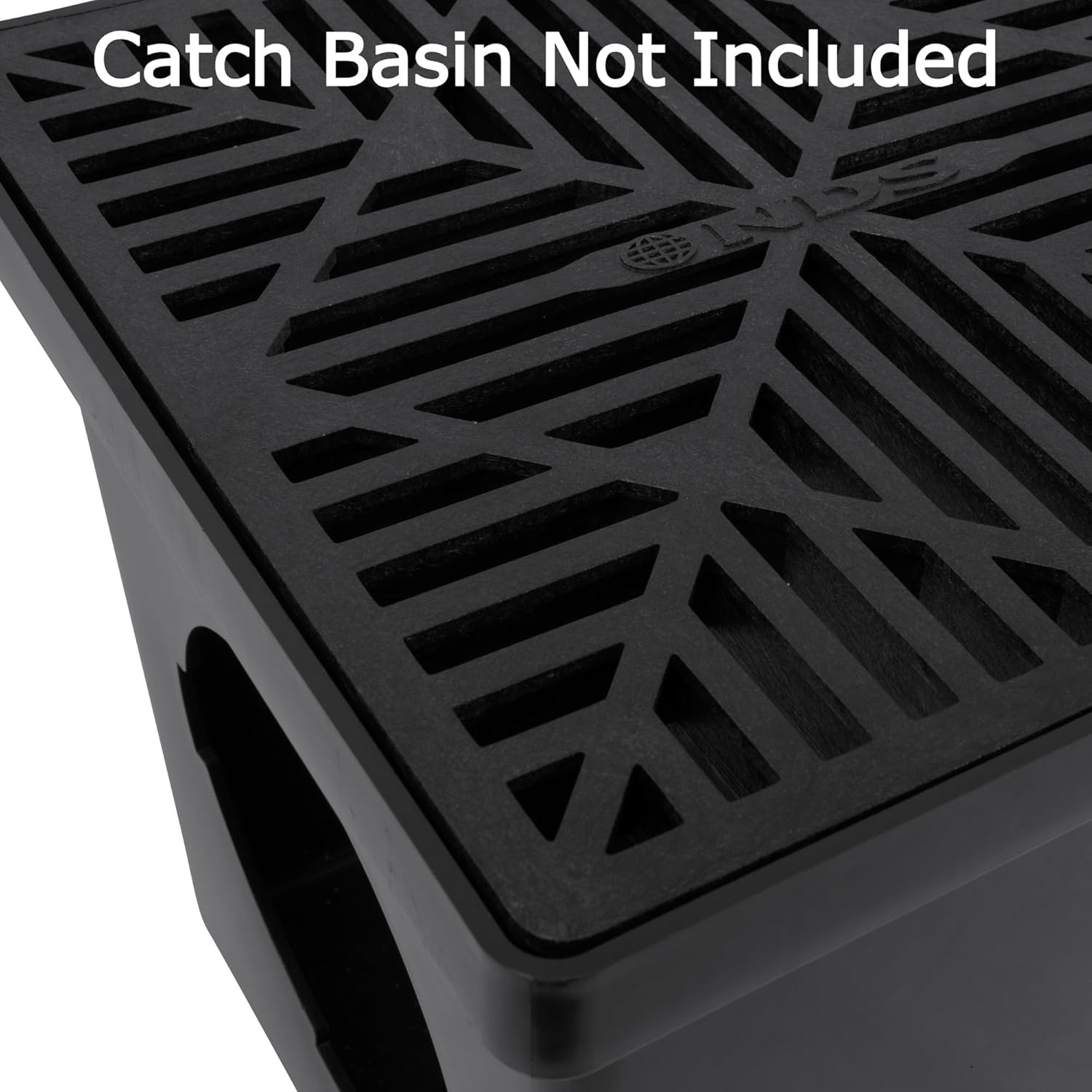 Close-up of NDS 1211G Square Catch Basin Drain Grate on a catch basin