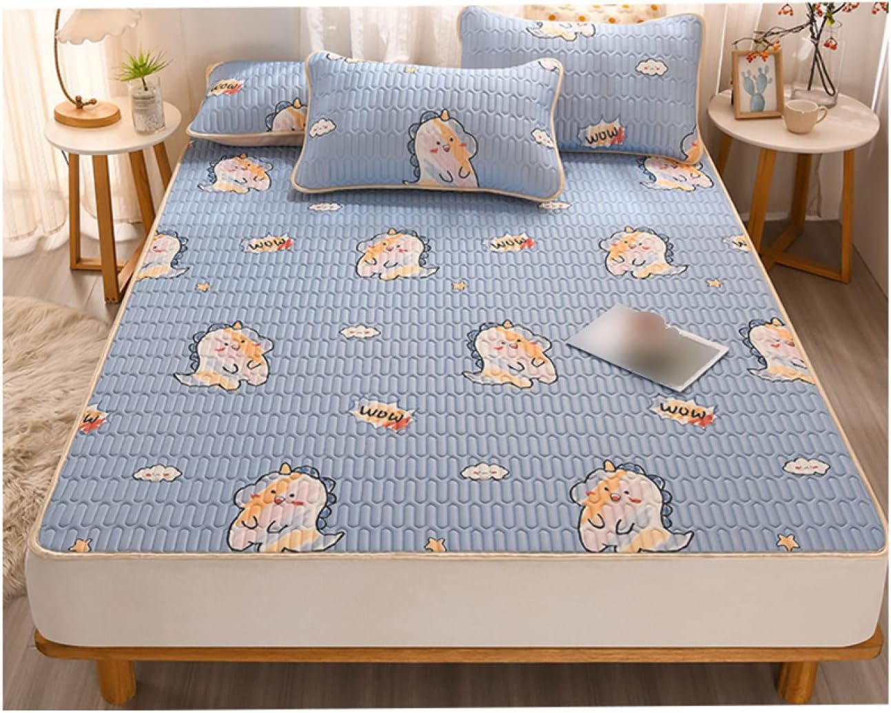 Mattress pad 3-piece set, color 1, easy to put on and take off, elastic on all four corners, futon pad, thin bed sheet, 150*200cm, 2-piece set, single, smooth and comfortable, futon pad, smooth touch