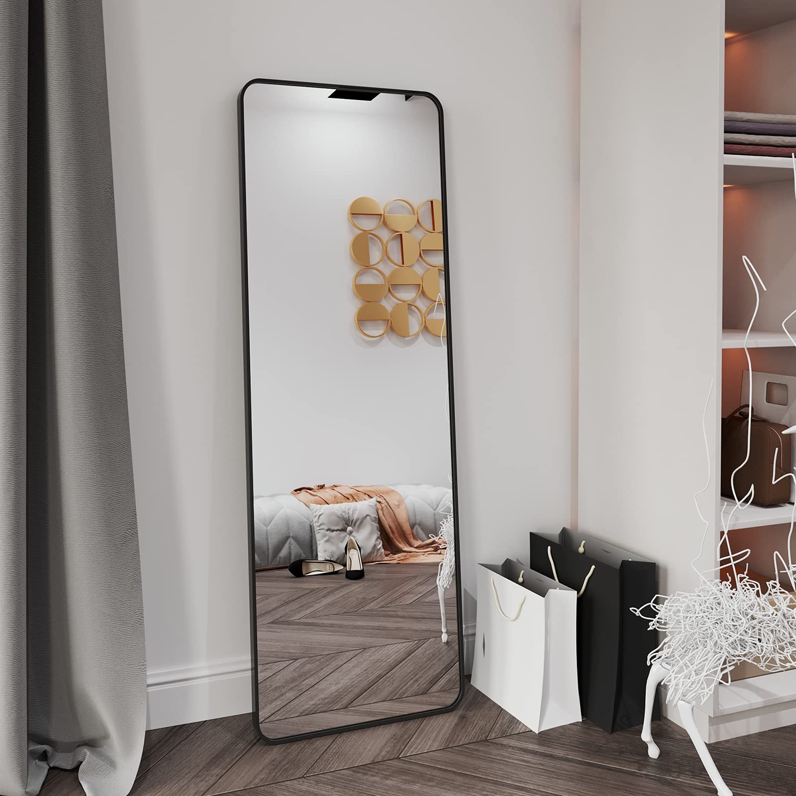 HARRITPURE 65"x22" Round Corner Full Length Mirror Floor Standing