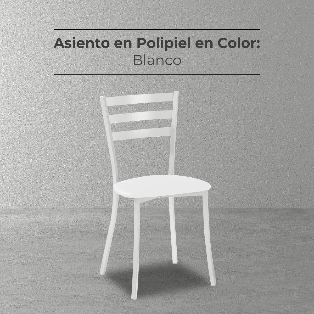 ASTIMESA SCMBLBL Due sedie da cucina, metallo, bianco, altezza della seduta 45 cm
