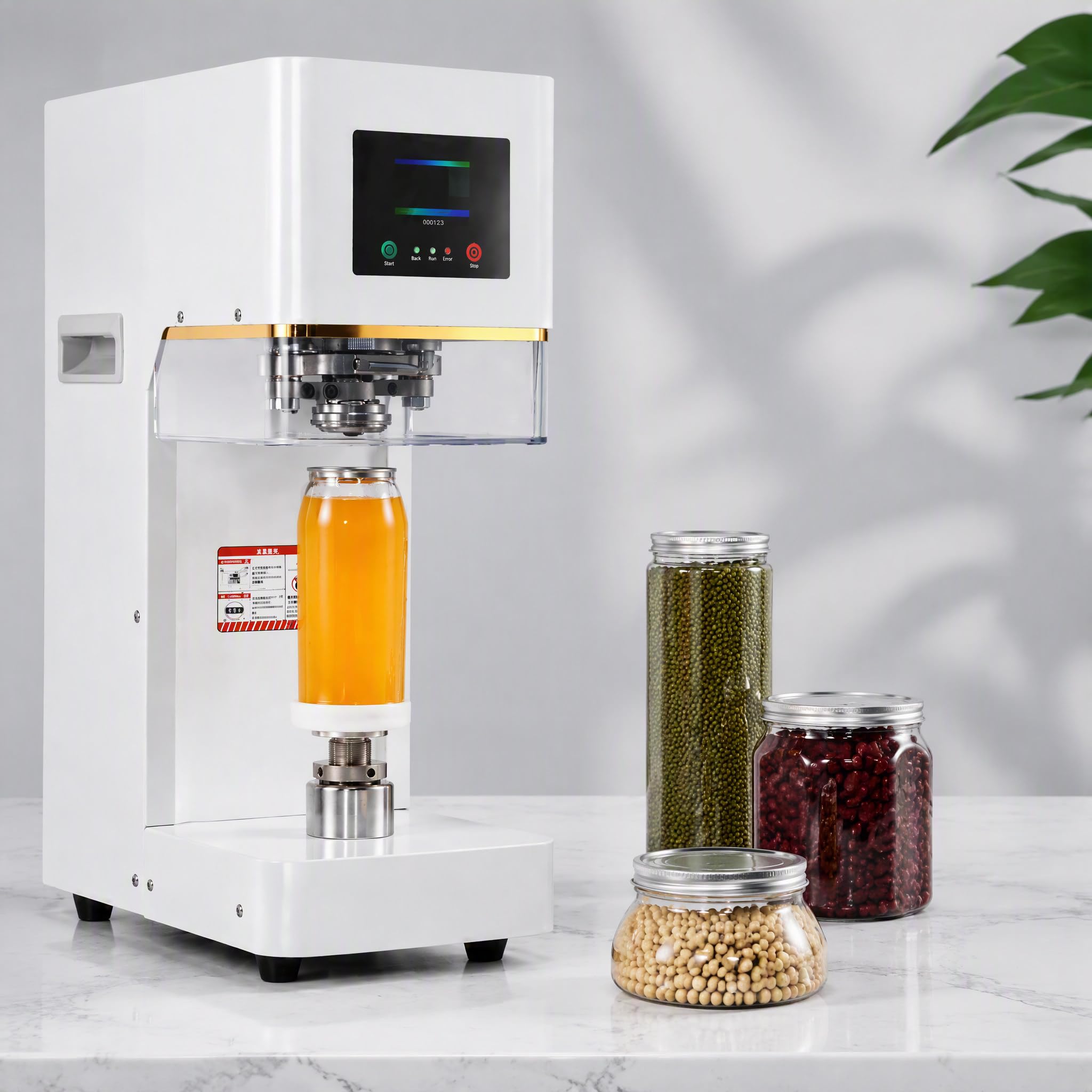 Sigillatrice Elettrica Commerciale in Acciaio Inox da Tavolo Attrezzatura Saldatura Rapida Antigoccia per Lattine Soda Birra Bevande Vetro PET - Negozi Tè al Latte Bar Ristoranti