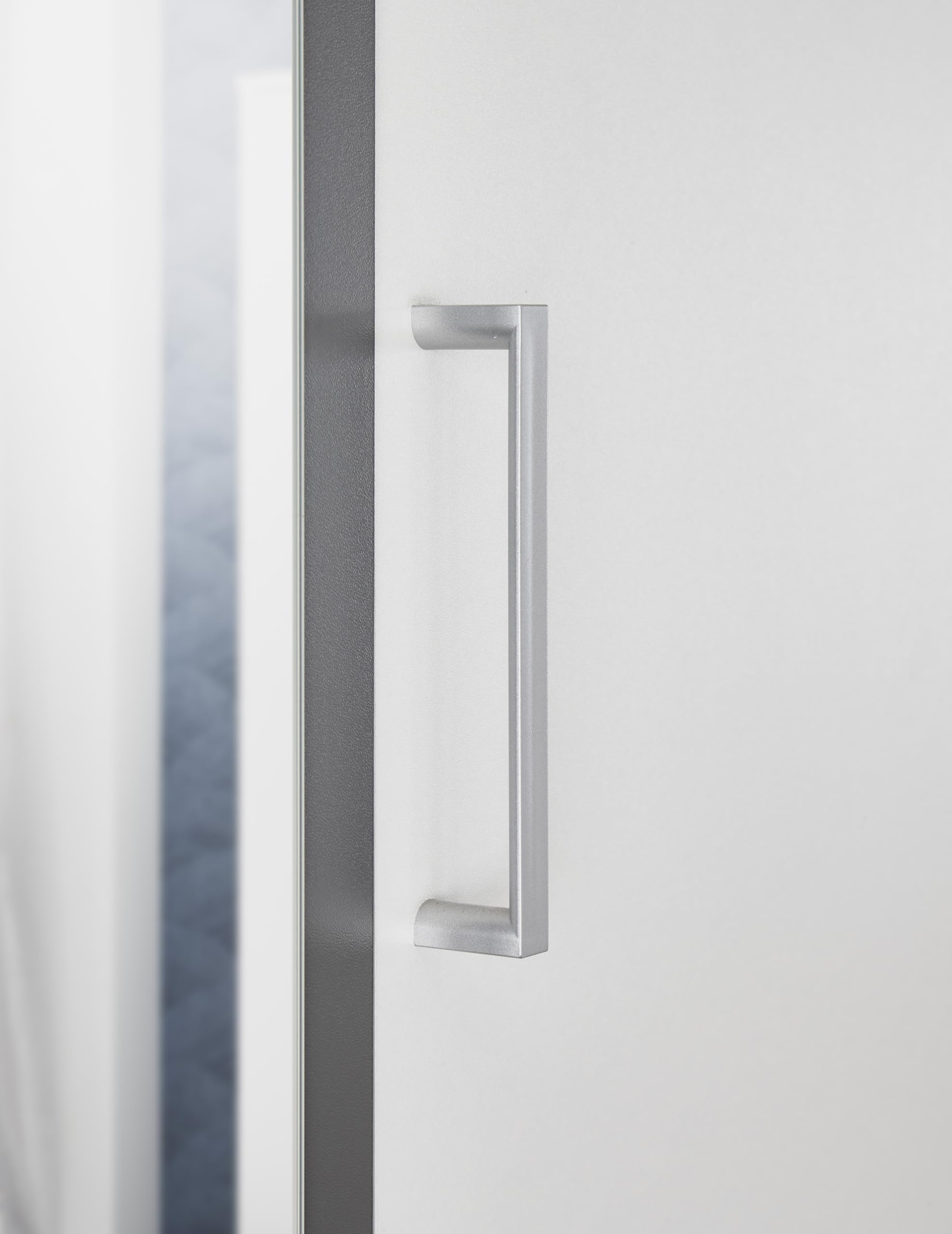 AVANTI TRENDSTORE Hanu - Armadio in legno laminato a 2 ante a battente in legno, 2 ante con specchio e 2 cassetti. Disponibile nel colore bianco/grafite. Dimensioni LxAxP 160x196x54 cm