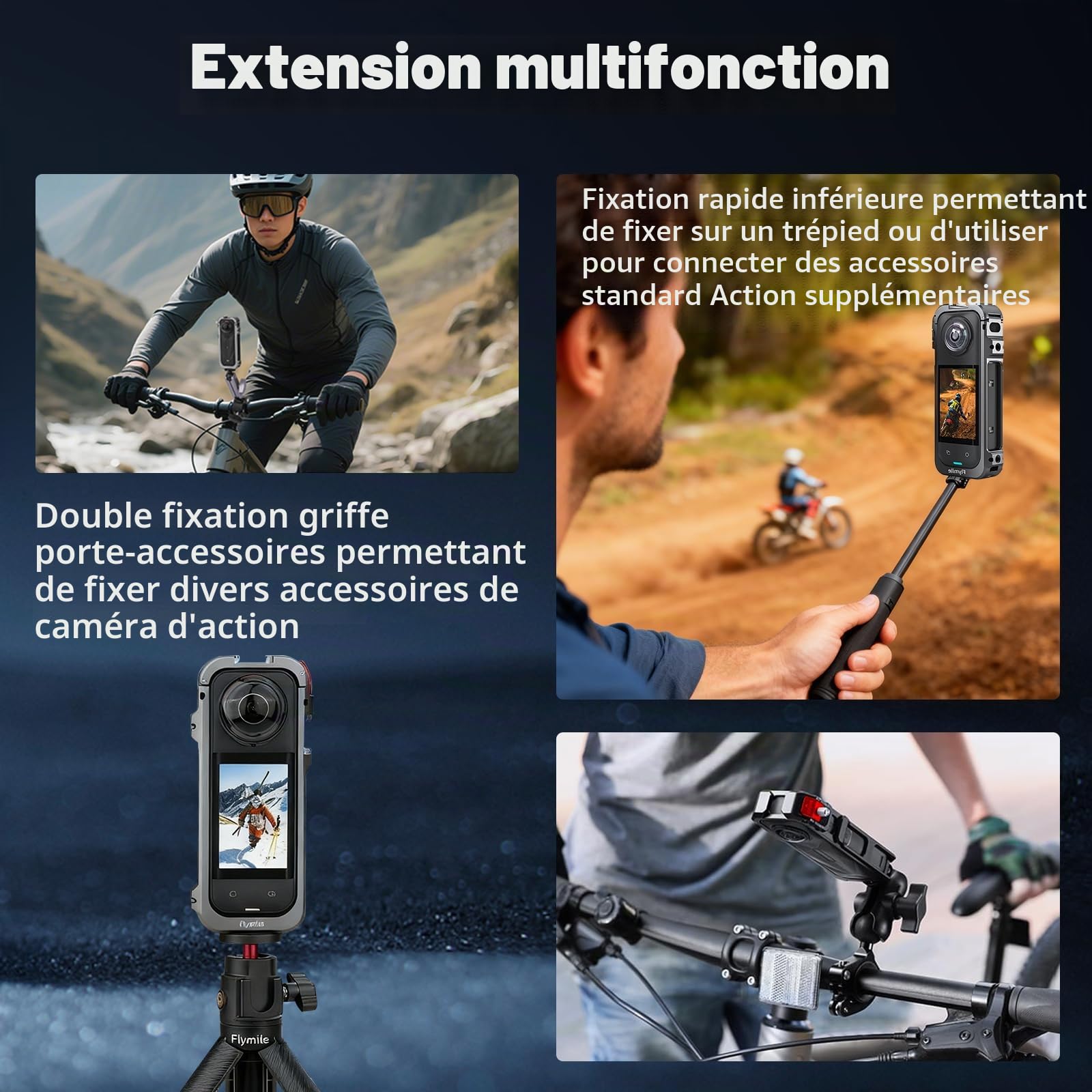 Boîtier de protection en métal pour accessoires Insta360 X5, cadre en aluminium avec cache objectif en silicone, avec trou de vis intégré 1/4", cage pour appareil photo avec interface chaussures