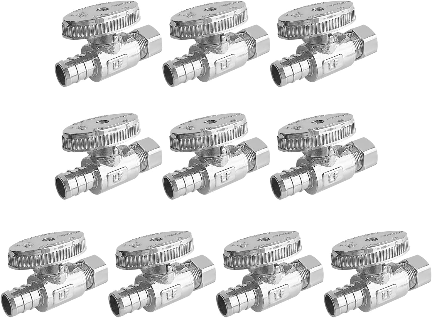 SUNGATOR 10-Pack 1/2" PEX x 3/8" Straight Stop Valves - Chrome Brass Shut-Off for Faucet Toilet, NSF Lead-Free Certified