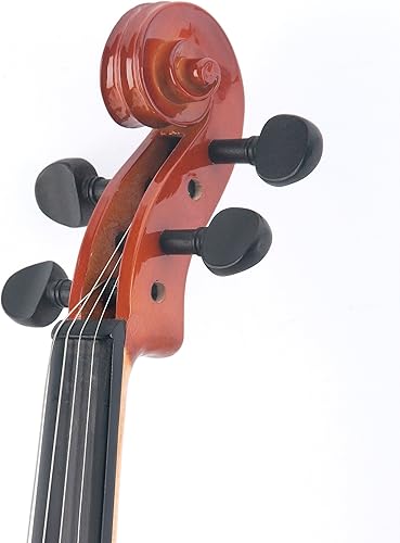 Miniatura 41 de Violín Mendini de madera sólida, libro de lecciones, cuerdas extra, sintonizador violín, arco y estuche, Negro