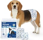 MICOOYO Couches de chien Homme jetable Super Absorbant mâle Couche de chien plus léger Couche puppy pupille étanche Couche pour chien avec indicateur d'humidité (S, 50Counts)