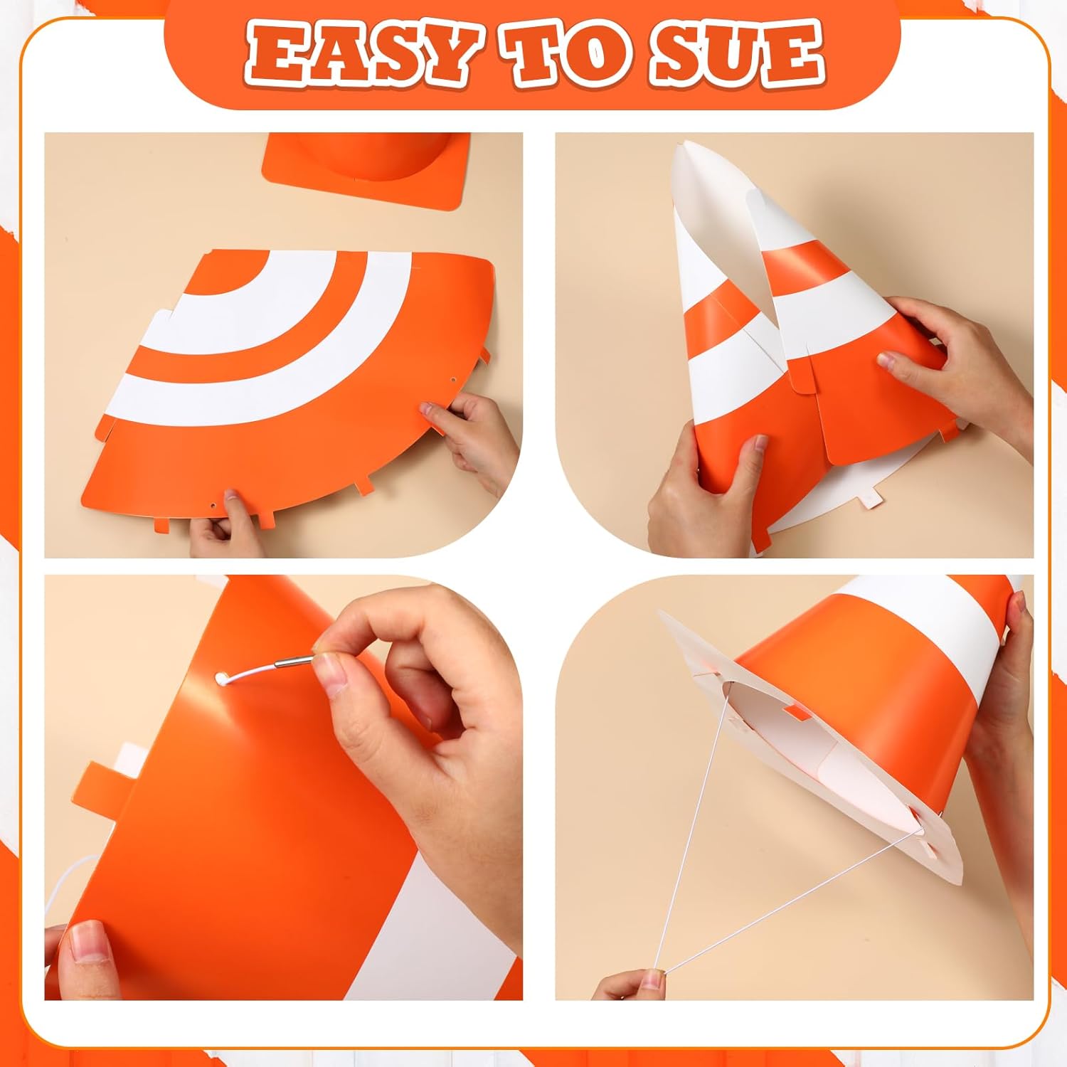 AmazingSpark 12 Pcs Halloween Orange Traffic Cone Hats Funny Unisex Halloween Costume Road Construction Cone Hats for Costume Parties, Events