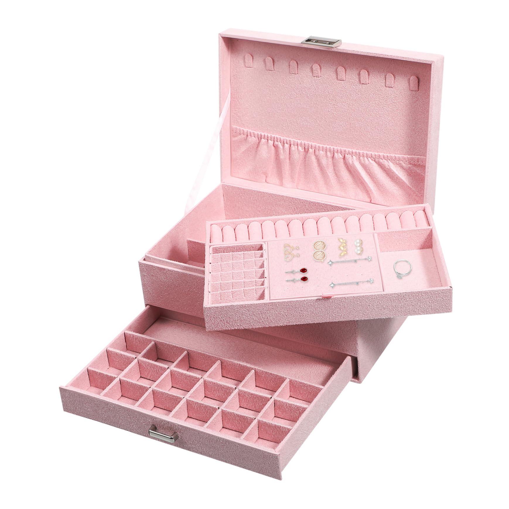 ULTECHNOVO Scatola Portagioie Per Donna Scomparti Portagioie Da Viaggio Ampio Spazio Per Collane e Bracciali Organizzatore Di Gioielli Multistrato Realizzato Materiali Robusti