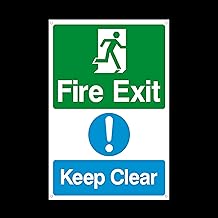 Fire Exit Keep Clear Plastic Sign with 4 Pre-Drilled Holes - Fire/Emergency/Exit/Alarm/Push/Extinguisher (MISC13)