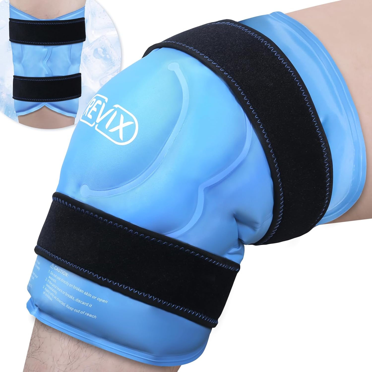 REVIX 20‘’ XXXL Knee Ice Pack Wrap Around Entire Knee, Extra Large Ice Pack for Leg Discomfort Reducing, Cold Compress Therapy, Reusable Ice Wraps for Back, Shoulder Relaxation,...