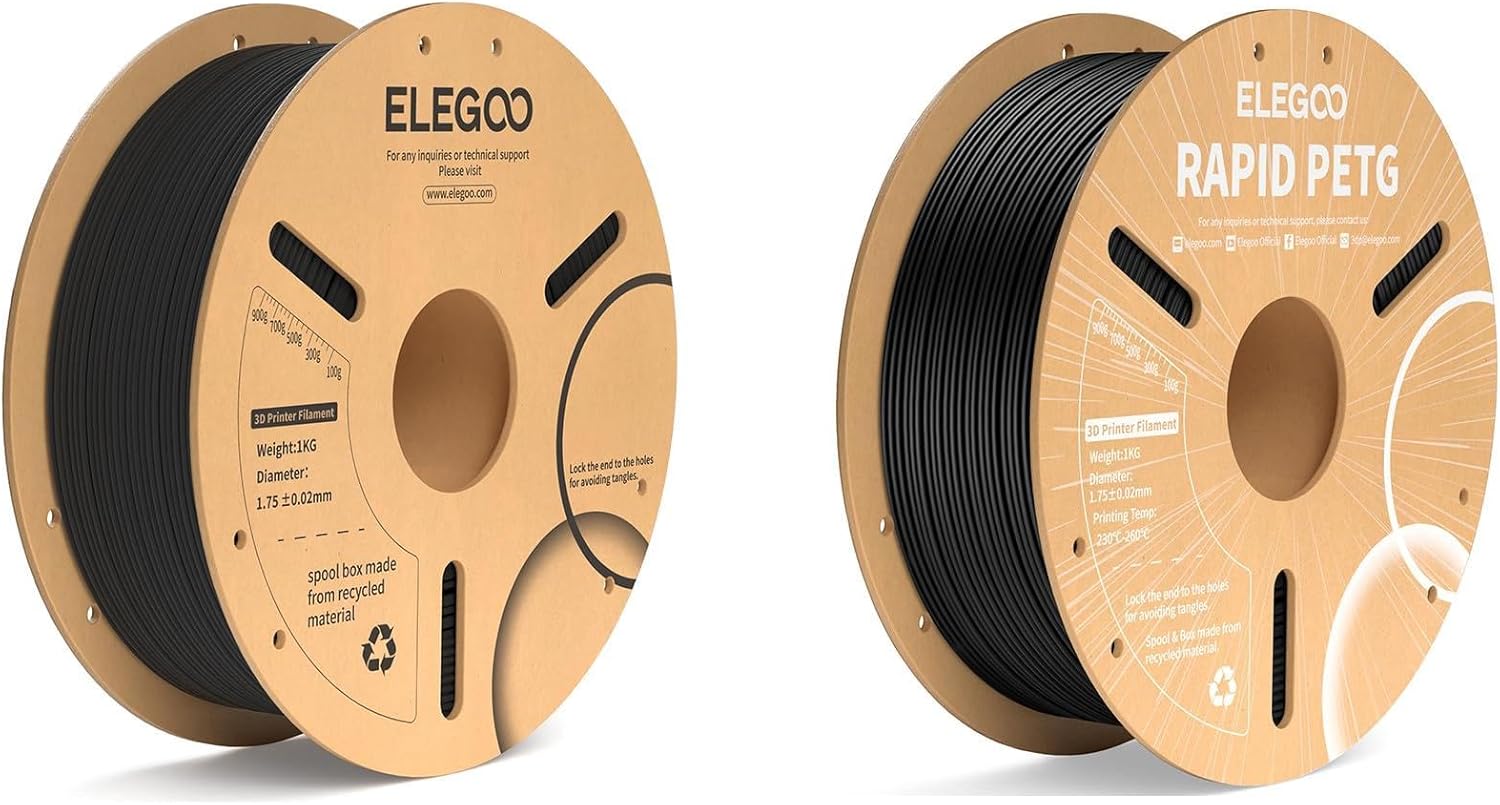 Carbon Fiber PLA Filament Black 1KG & Rapid PETG Filament Black 1KG