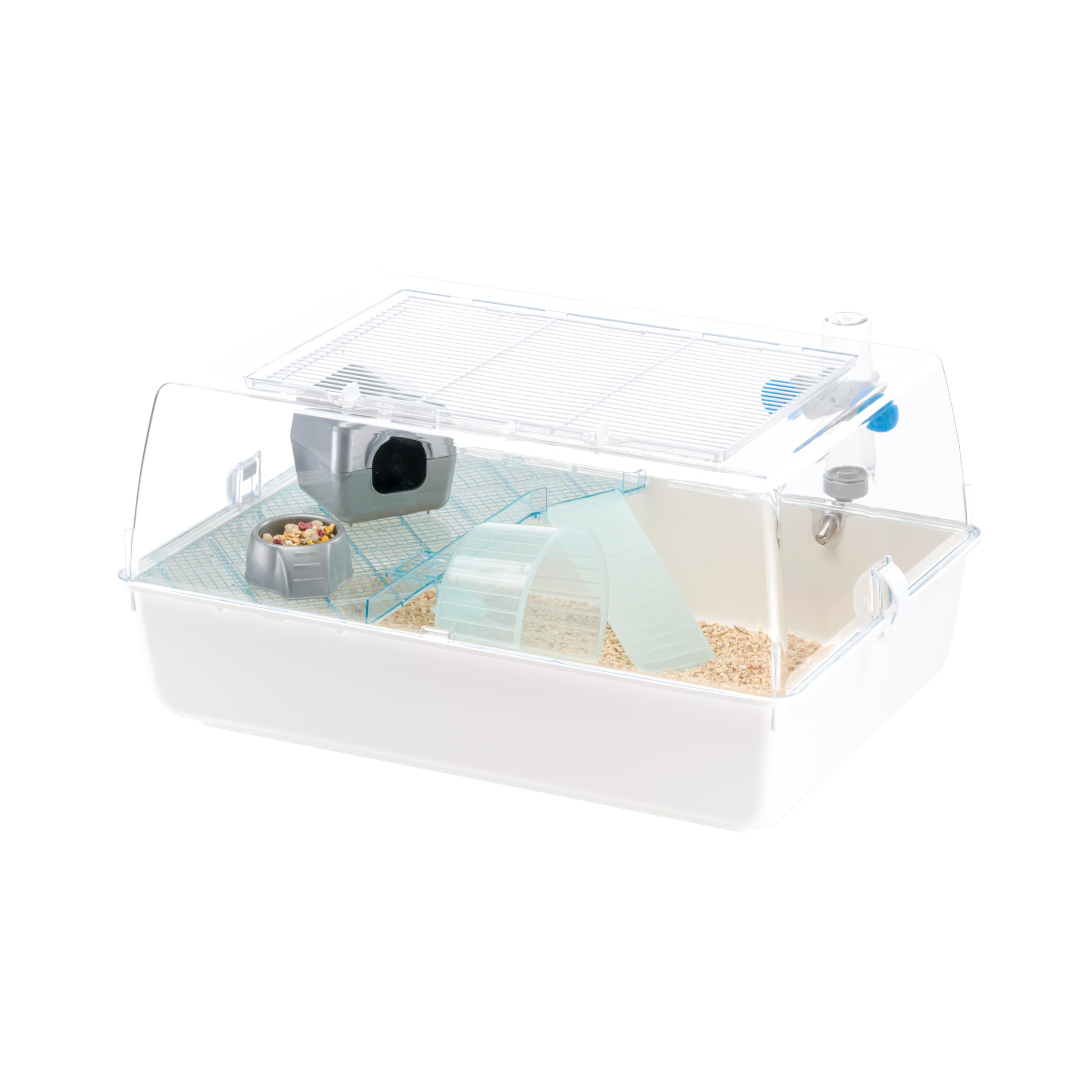 Ferplast Klatka dla chomika klatka dla małych zwierząt MINI DUNA HAMSTER kratka wentylacyjna, przezroczysty dach, akcesoria w zestawie, 55 x 39 x wys. 27 cm