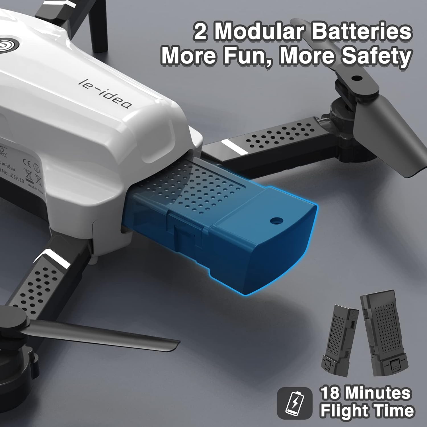 le-idea IDEA10 drone with modular battery inserted