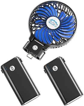HandFan 10400mAh Portable Handheld Fan, 40Hrs Long-Lasted Hand Fan Rechargeable, Mini Personal Fans Foldable, Heavy Duty Battery Fans for Travel Beach Concerts Cruise MakeupBlue Blade