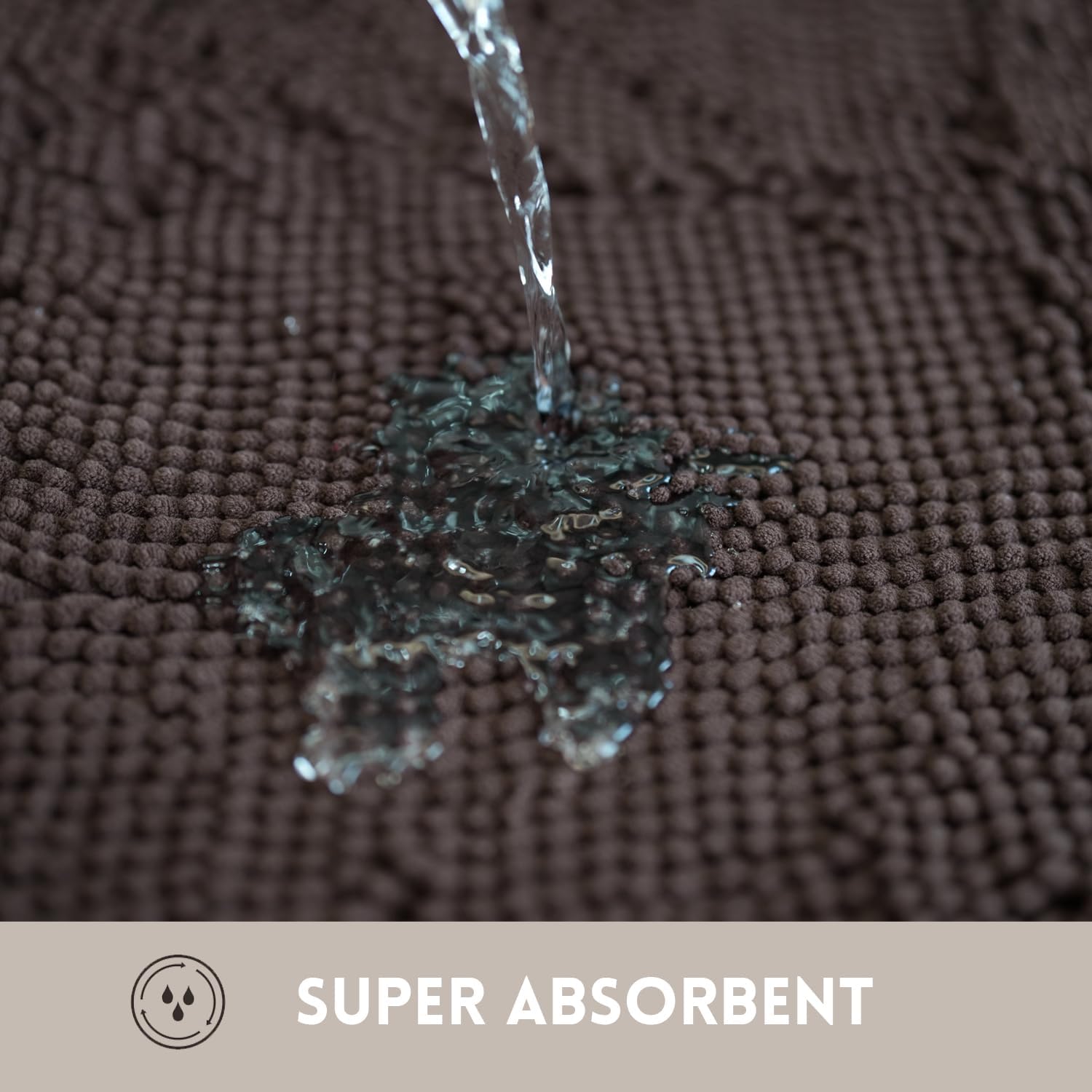 Bathroom Rugs Chenille, Extra Thick and Absorbent, Non-Slip, Machine Washable, Dry Quckily, Soft Cozy Plush, Used Under Shower Bathtub and Sink, Bath Mat Sets Coffee