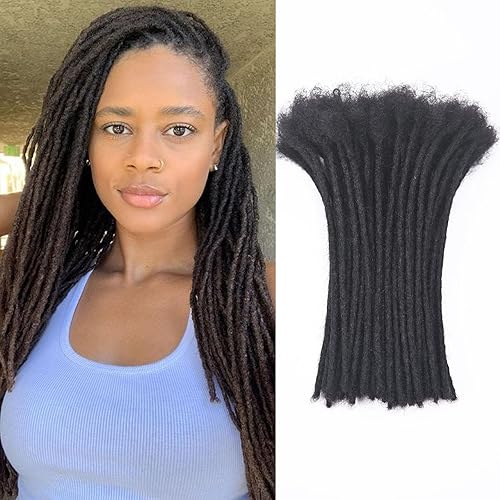 Loc - Extensiones de cabello humano de 14 pulgadas, 60 hebras de 0.2 in de ancho, color negro natural, se puede teñir, decolorar, rizar, 100% hechas