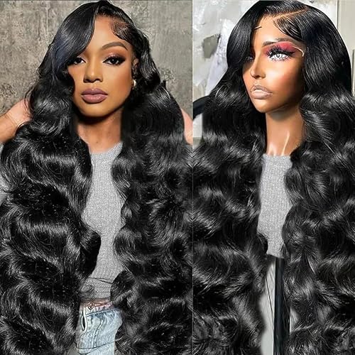 32 Inch 13x6 Lace Front Wigs Human Hair 200% Density Body Wave HD Lace Frontal Wig Pre Plucked with Baby Hair Brazilian Virgin Glueless Wigs Natural Color