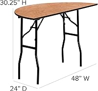 Vista 2 de EMMA + OLIVER Mesa de banquete plegable de madera semicircular de 4 pies - Mesa para eventos y catering