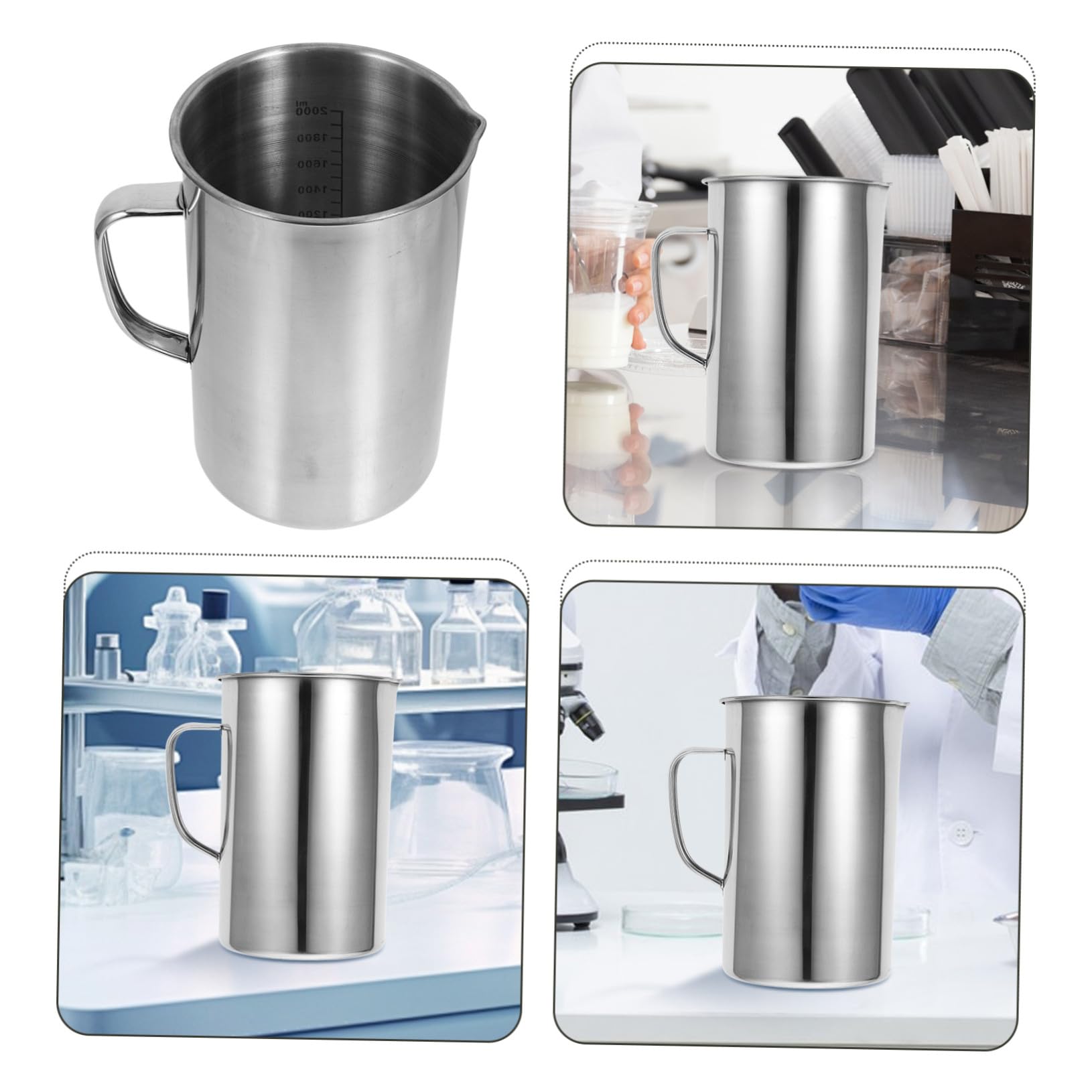 Tasse à Mesurer en Acier Inoxydable 2000ml avec Graduation