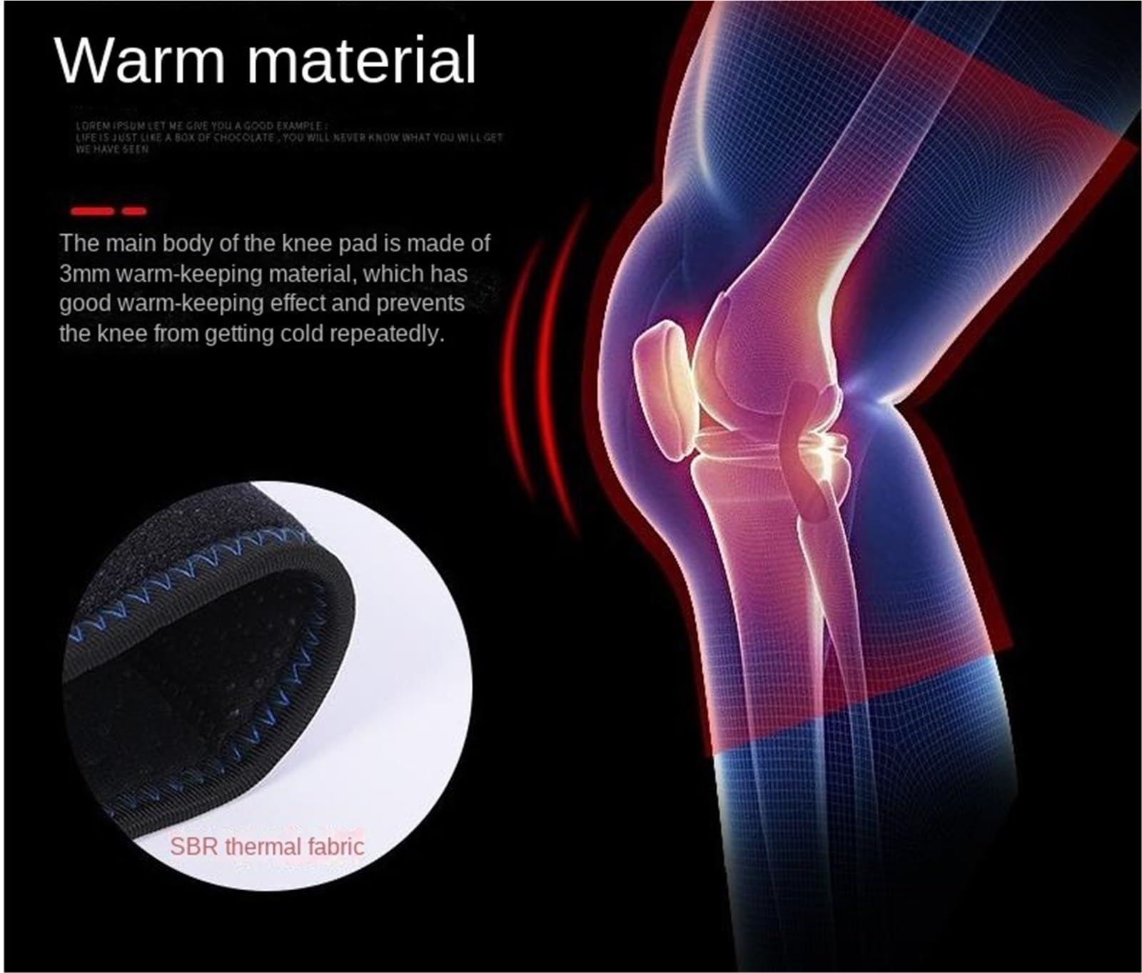 Ginocchiera Sportiva Antiscivolo Le Bretelle Di Supporto For Il Ginocchio For Uomini E Donne Tengono Al Caldo Durante Ciclismo, Lo Sci La Corsa Maniche Traspiranti(Blac-Single-sided)