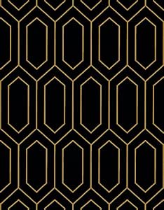 LiKiLiKi Papier Peint Autocollant Noir Et Doré à Motif Floral