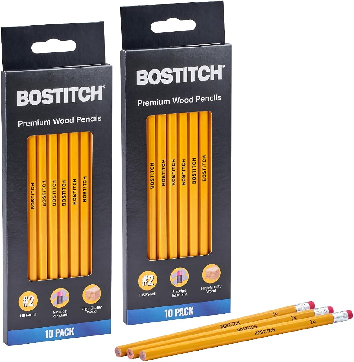 Bostitch Premium #2 Pencils, Premium Wood, Unsharpened, HB Graphite, 20-Count