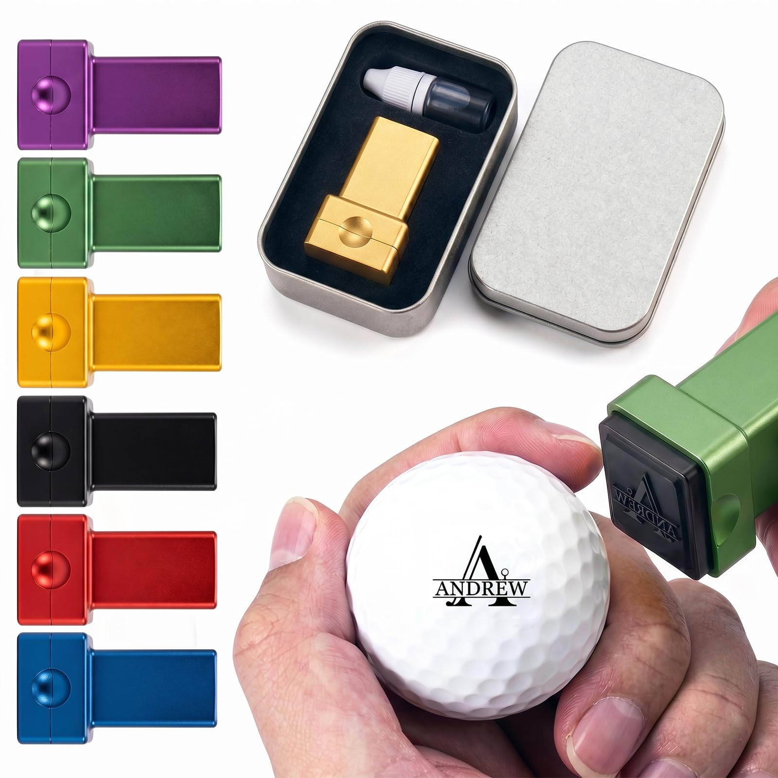 Drawelry Timbro Personalizzato per Pallina da Golf, autoadesivo con monogramma Nome Logo Iniziale, Accessori Palline da Golf