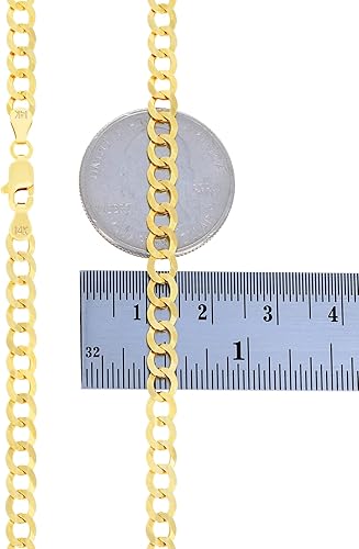 Miniatura 6 de Nuragold Pulsera de cadena de eslabones cubanos sólidos de oro amarillo de 14 quilates de 0.197 in, joyería para hombre y mujer, 7, 7.5, 8, 8.5, 9