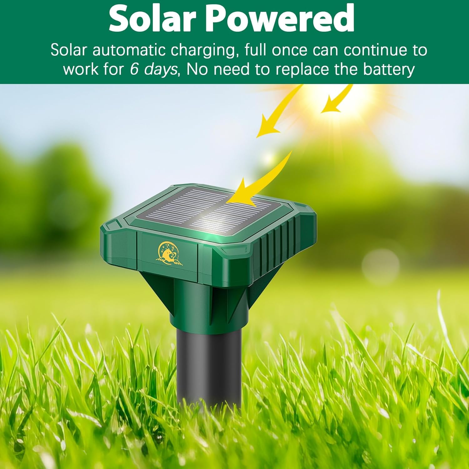 8 Pack Mole Repellent Solar Powered, IP65 Waterproof Gopher Chipmunk Repeller Outdoor, Groundhog Snake Repellent for Yard, Sonic Mole and Vole Deterrent Spikes, Effective Lawn and Garden Protection