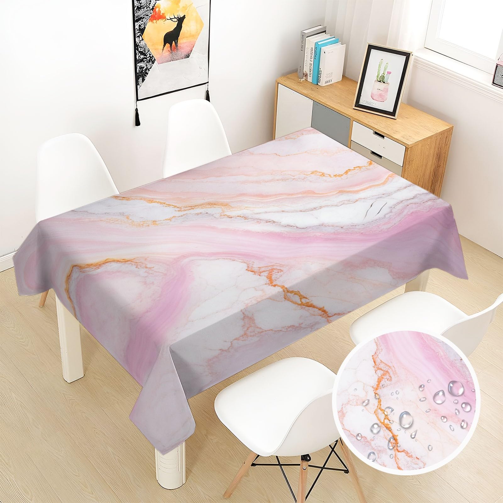 Nappe party Noël et réception PICUAL lot de 2 grandes nappes marbre chic