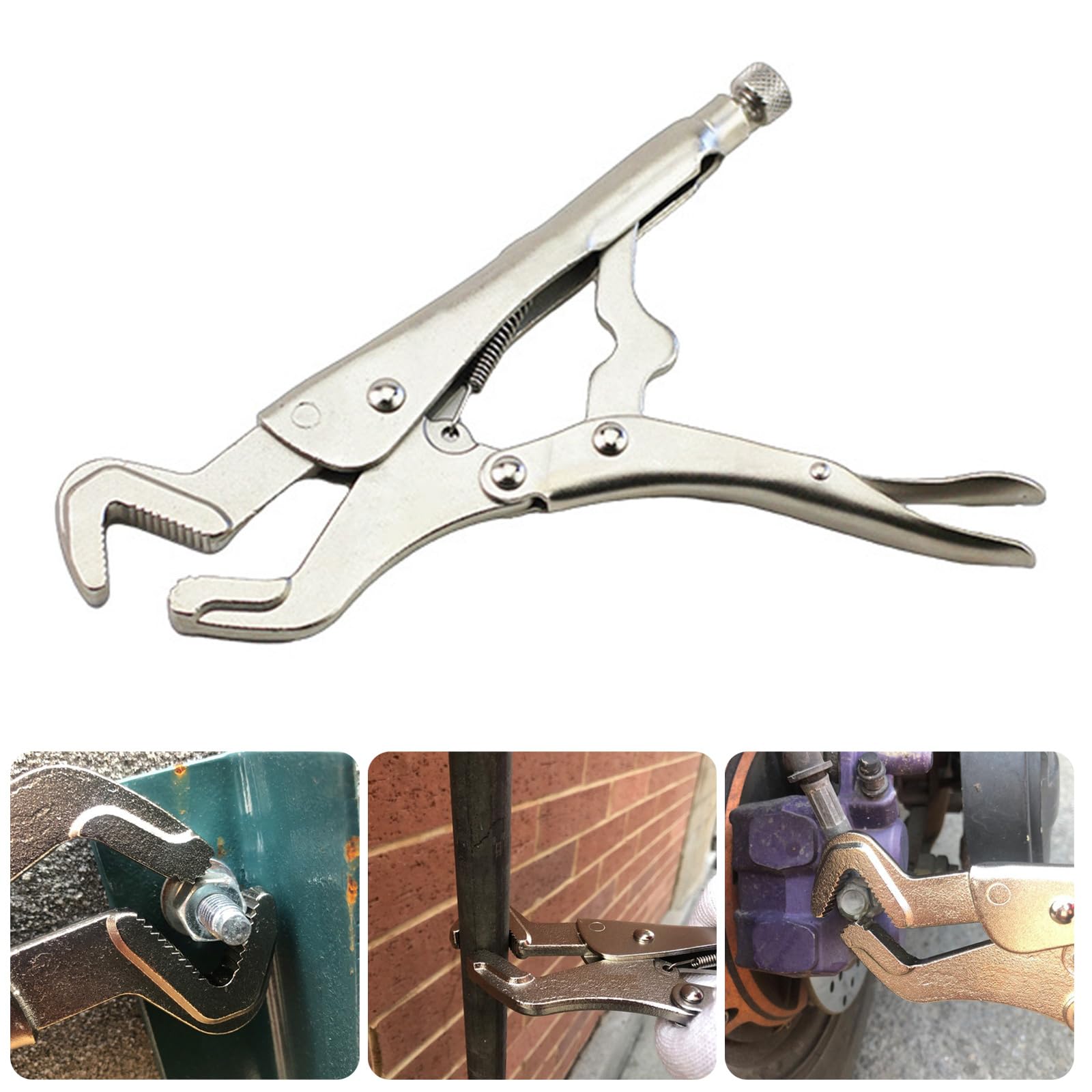 Nawwgy Grip Pliers Solid Pipe Clip Repair Welding Pliers Adjustable Jaw Grips Pliers Curved Jaw Locking Pliers for Industry Multifunctional Z-Type Pliers
