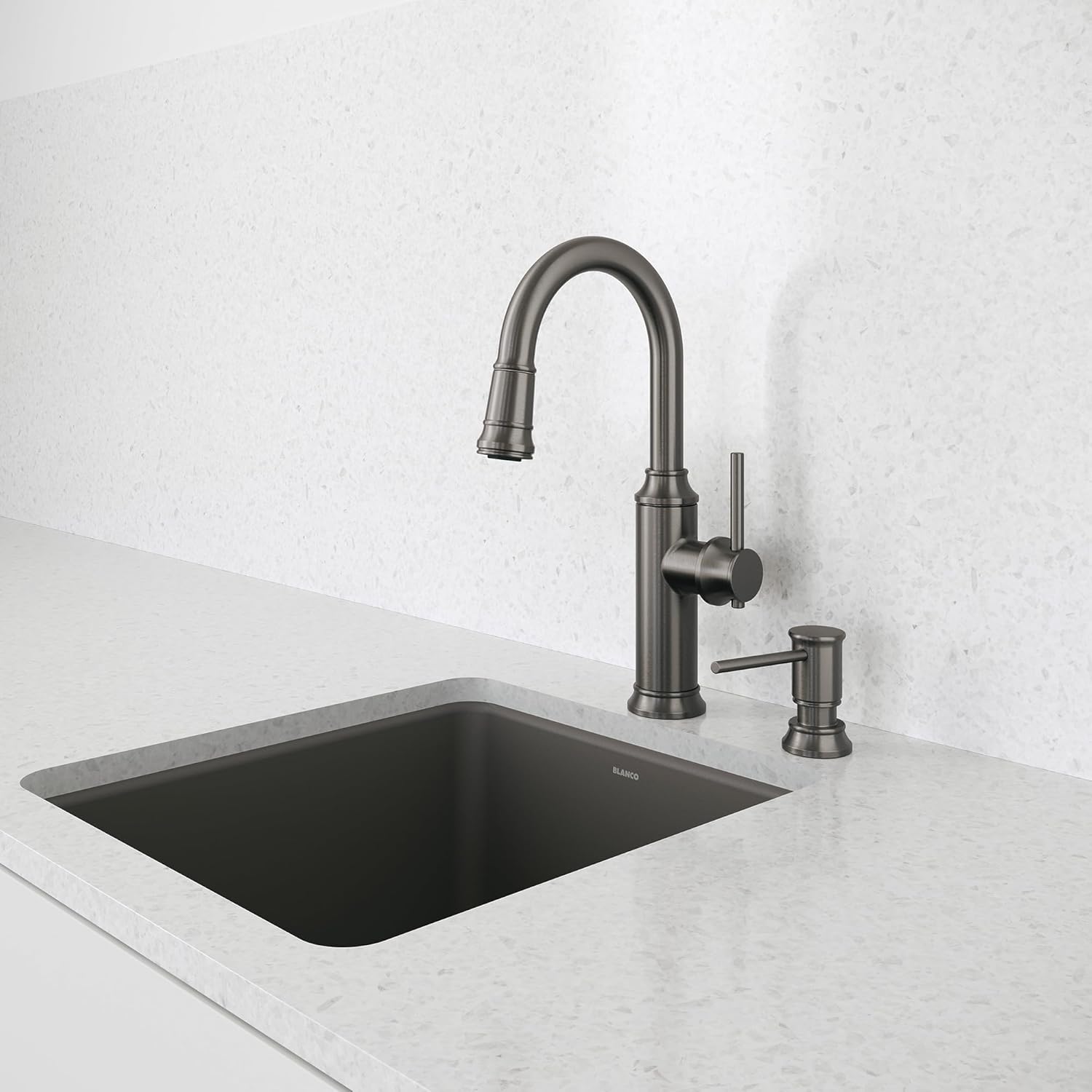 BLANCO 443265 Empressa Pull-Down Bar Faucet - 1.5 GPM - Satin Dark Steel