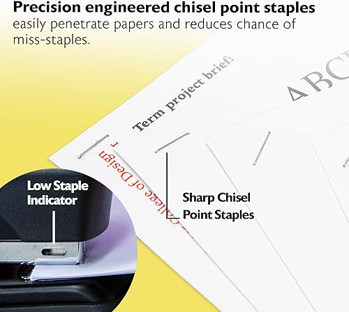 Miniatura 4 de BAZIC - Engrapadora de escritorio y removedor de grapas y 1250 grapas, grapadoras de tira completa de metal resistente estándar (266), removedor de