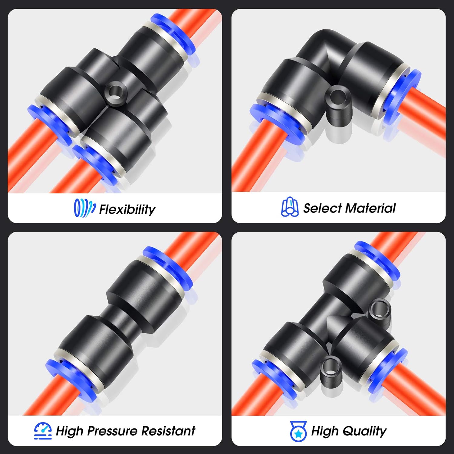TAILONZ PNEUMATIC Orange 3/8 Inch od 10 Meters PU Air Tubing Kit Pipe Hose Air Line Tubing Or Fluid Transfer Pneumatic tubing (3/8 PU Tube)
