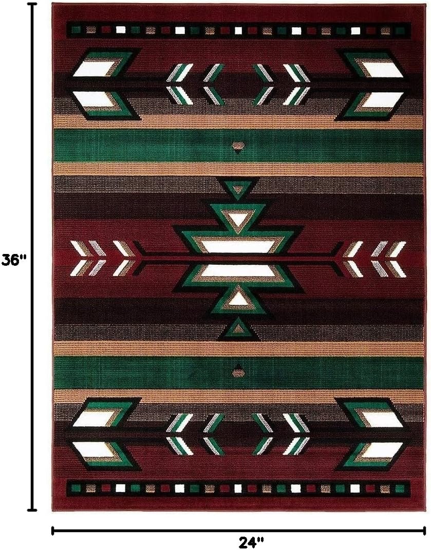 Champion Rugs Southwest Native American Navajo Indian Area Rug Design in Burgundy (2 Feet X 3 Feet)
