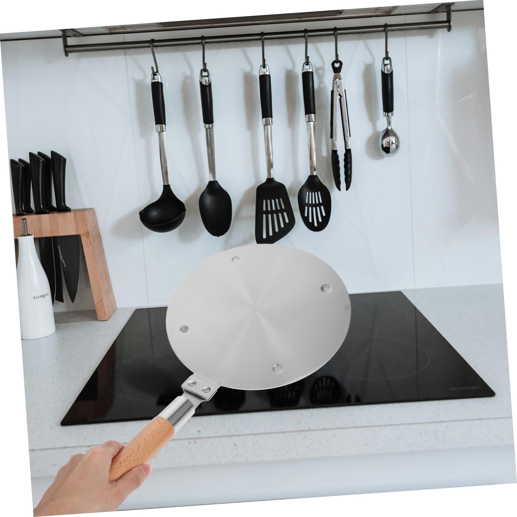 IMIKEYA Piastra Diffusore di Calore Inossidabile per Cucine Induzione Adattatore per Pentole con Manico Riscaldamento Veloce e Uniforme per Cottura di Latticini e Altri Alimenti