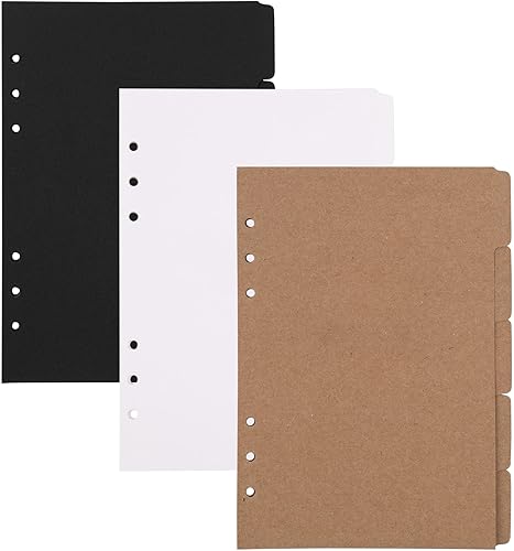 Framendino, 3 juegos de separadores de papel de índice A5, 5 hojas por juego para anillos de 6 agujeros