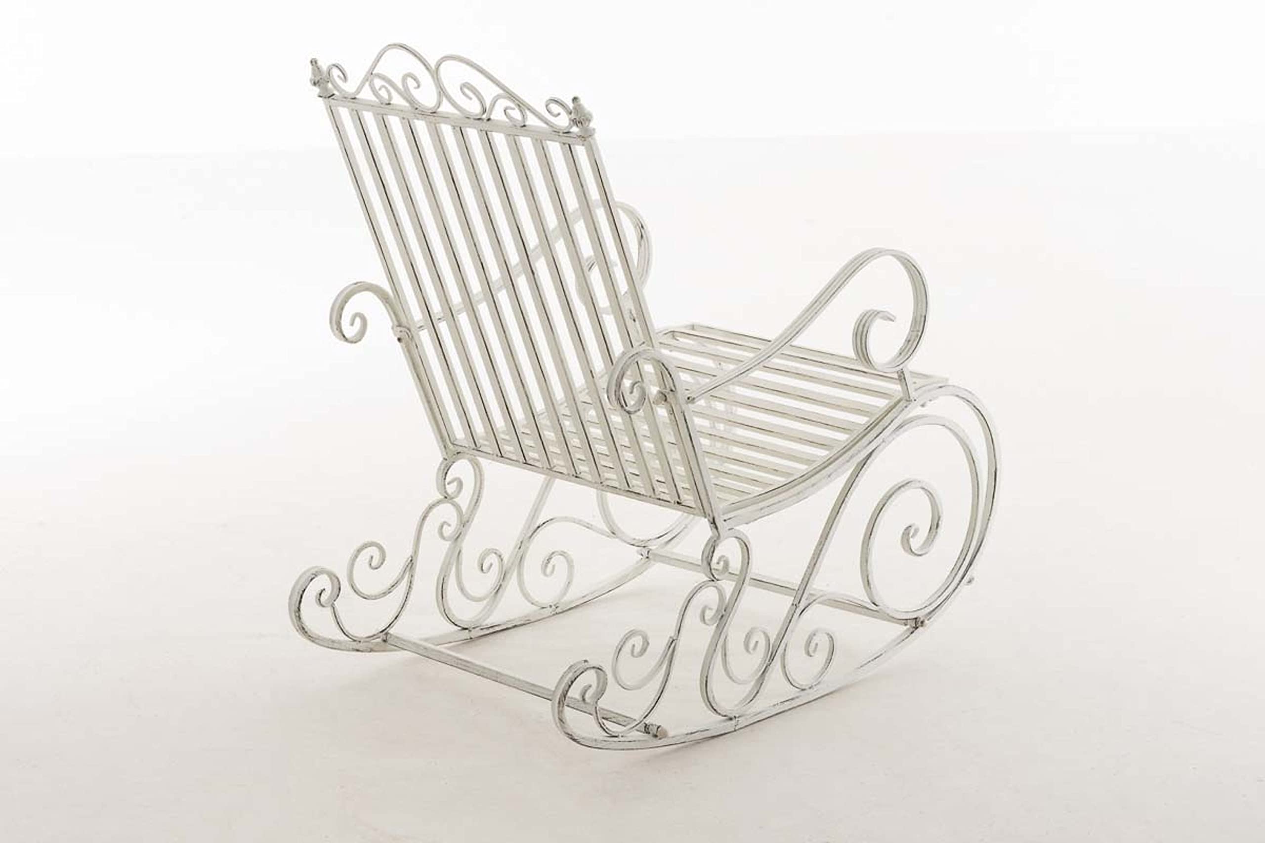 CLP Mecedora Relax Silla Smilla, Resistente al Clima para jardín, Estructura de Metal, Estilo rústico, sillón de Exterior, Color:Blanco Envejecido
