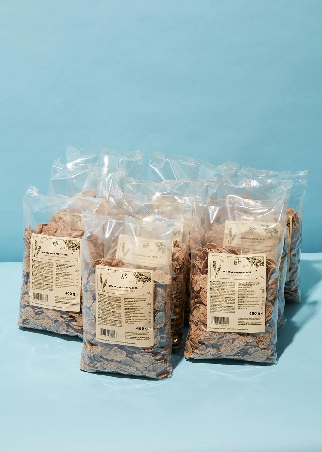 KoRo - Flocons d'épeautre sans sucre ajouté 10 x 400 g - Non sucrés - Super croustillants - Parfaits pour le muesli