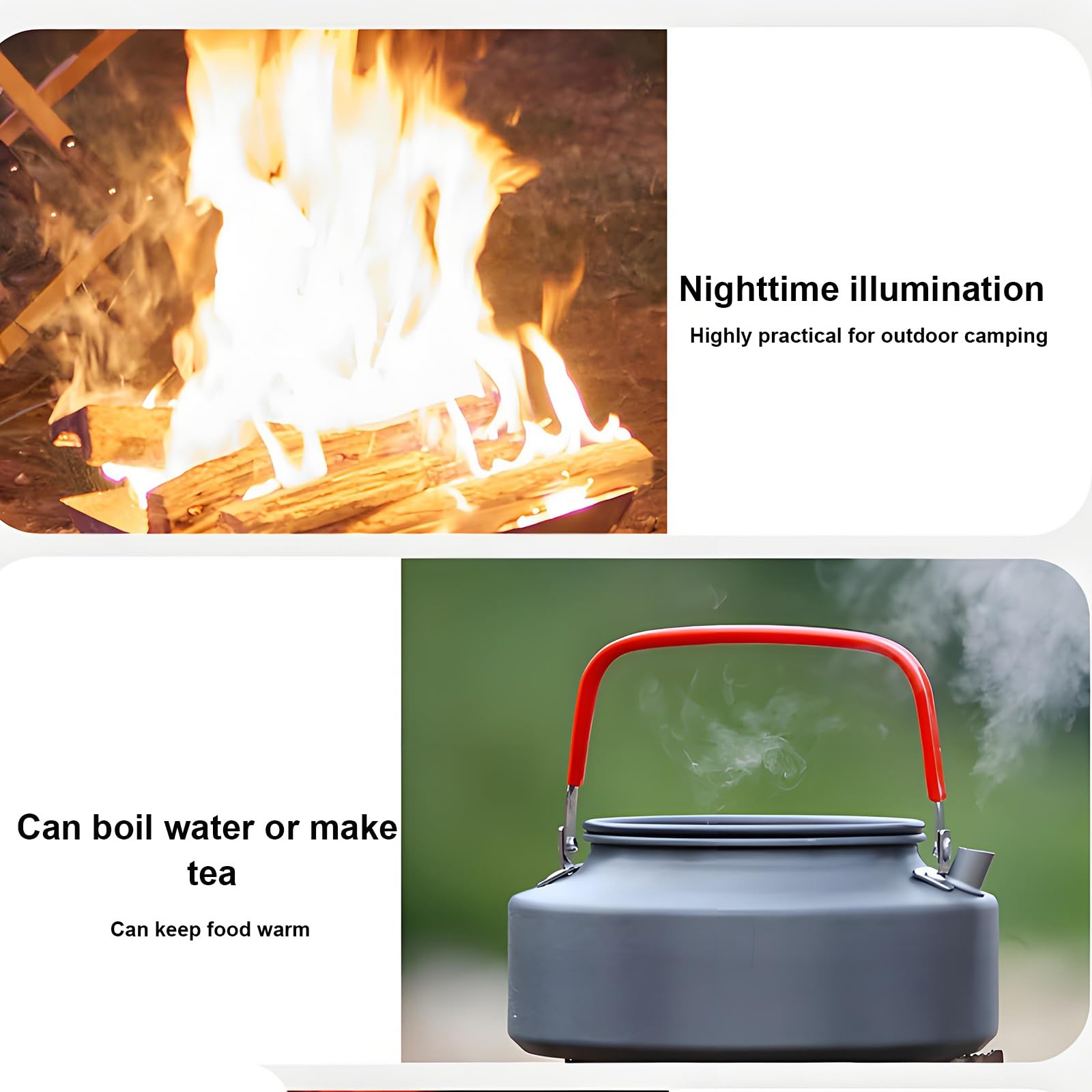 Stufa a Legna da Campeggio Stufa Portatile per Tende in Acciaio Inox, Vetro Resistente al Calore, Camino e Griglia, Perfetta per Casa e Outdoor(White)
