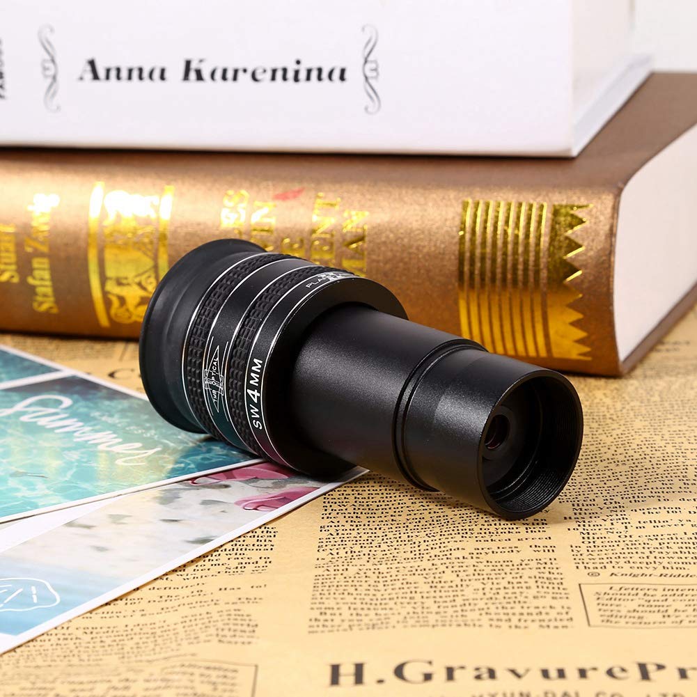 Ocular planetario Negro de 4 mm, 1,25 Pulgadas y 58 Grados para telescopio, Ideal para la observación de Cielo Profundo en Campo Amplio, con Lentes Completamente Multicapa y Copa