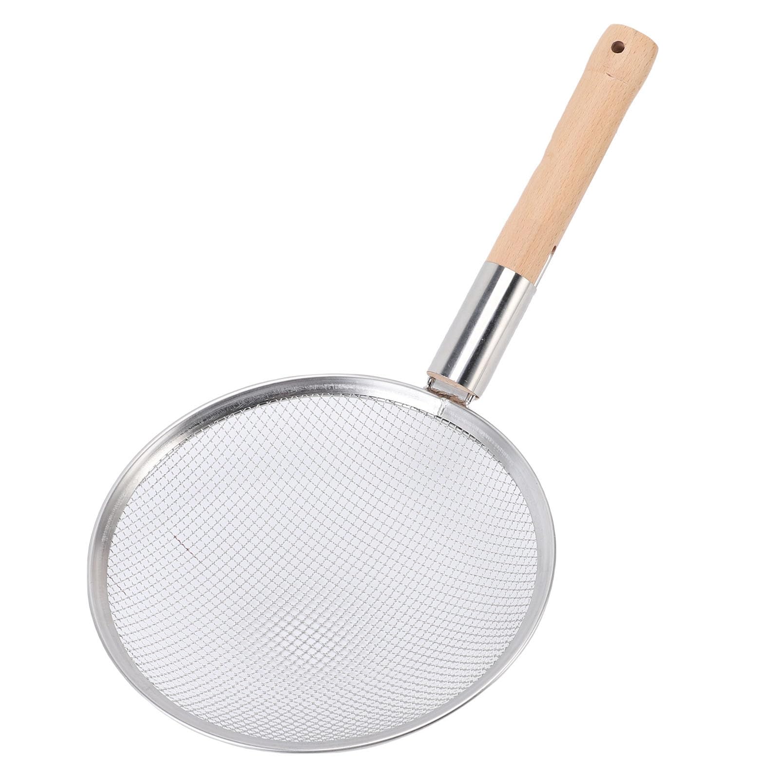 Karlak Feinmaschiger Schaumlöffel aus Edelstahl für Zuhause, Küche, Kochen, Holzgriff (26CM)